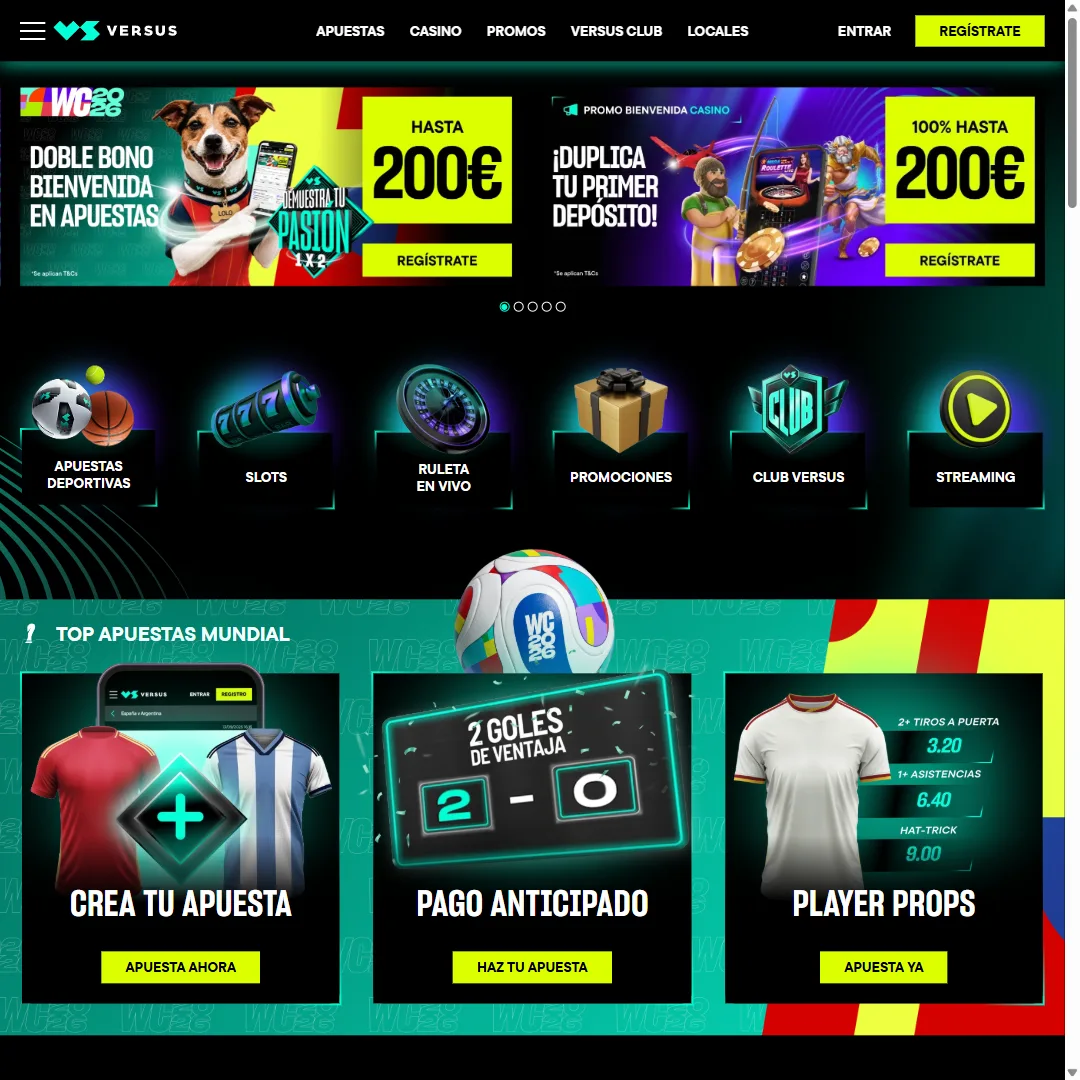 Captura de la web oficial de Versus